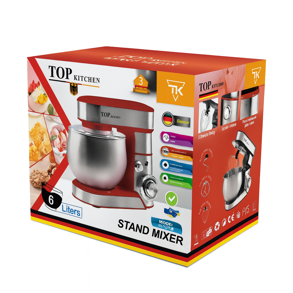 Міксер планетарний 3в1 Top Kitchen TK-00243, 4200 Вт, кухонний тістоміс із чашею 6 л